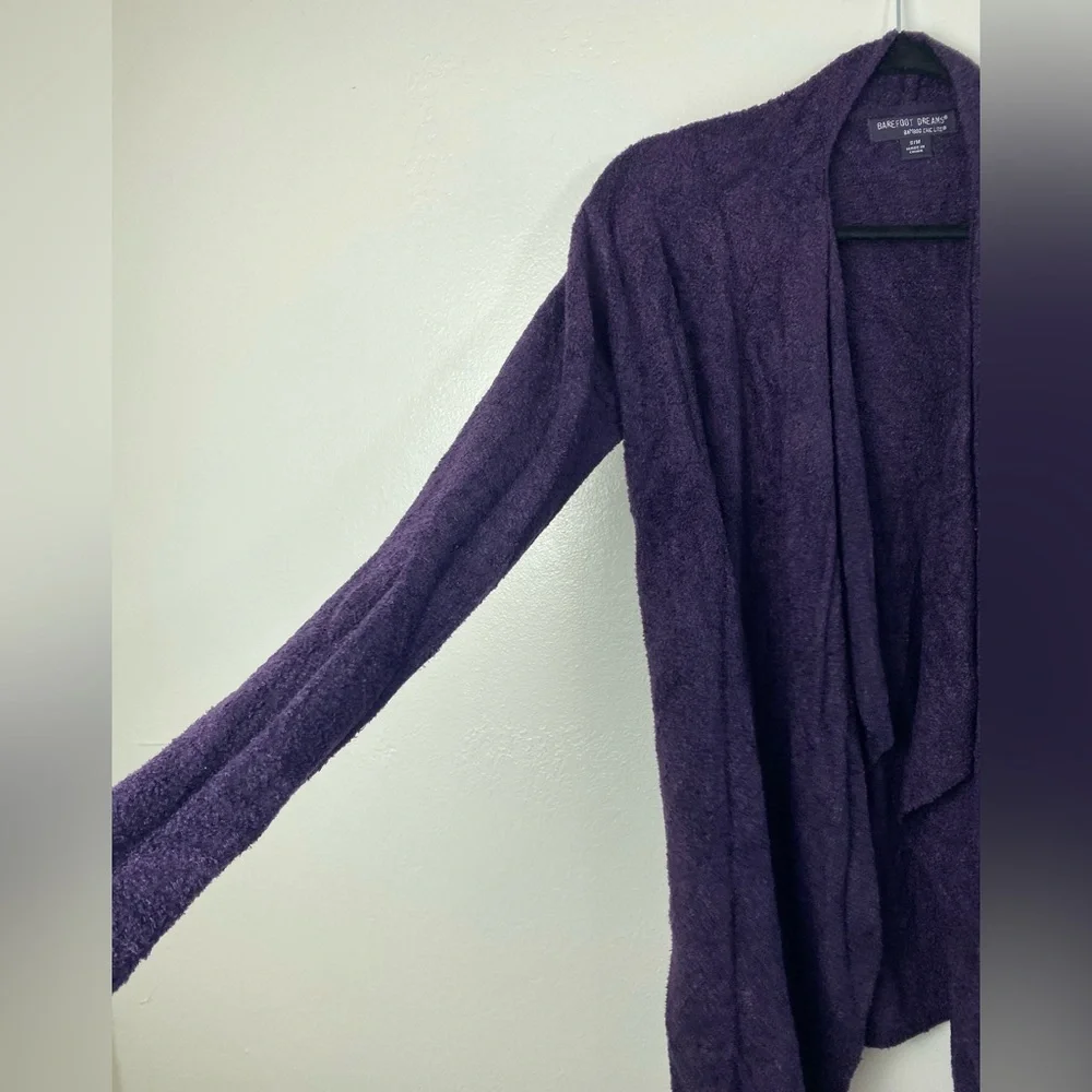 Barefoot Dreams Chic Lite Purple Waterfall‎ Open Front Sweater Cardigan S / M